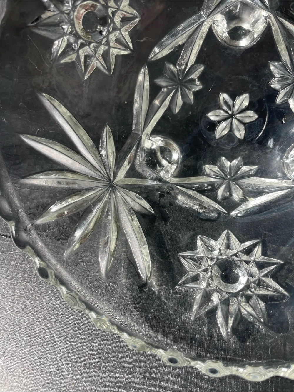 Vintage Anchor Hocking Star of David Set   Of 5 Clear Glass EAPG Pressed Glass